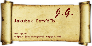 Jakubek Geréb névjegykártya